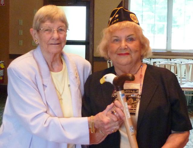 Navy Y3C  Edythe Miller-Sirota. Cane carved by Joy Bauer of HVWC. Presented by Joy Bauer of HVWC.