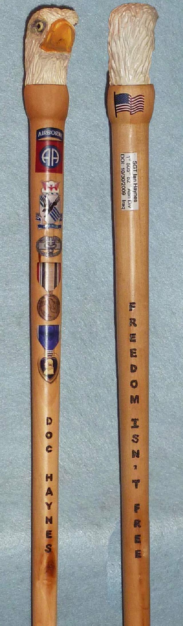 Cane carved by Mike Febbie of MVA&WA.