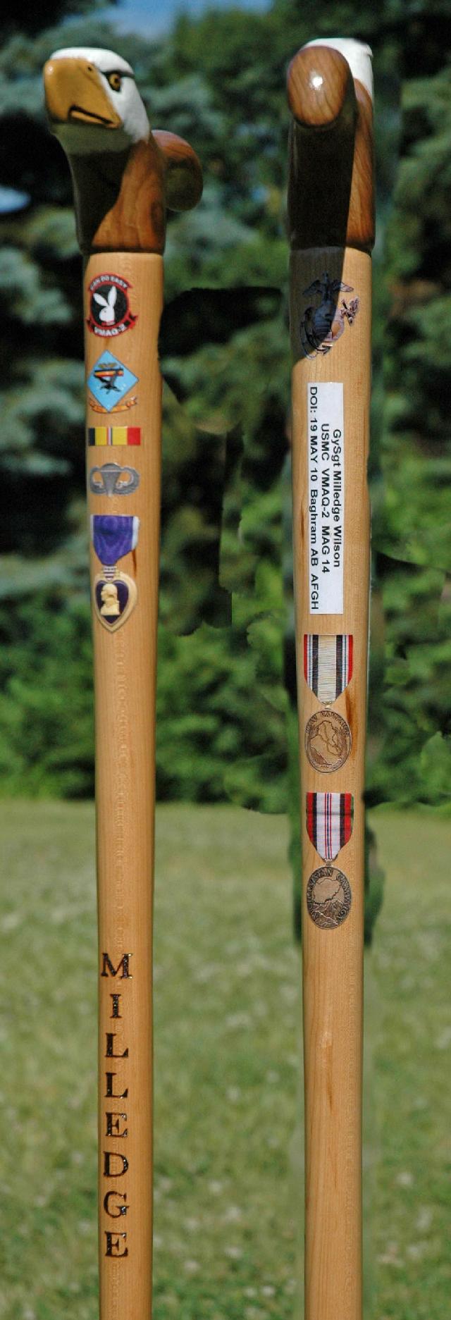 Cane carved Donald Fenner of MVA&WA.