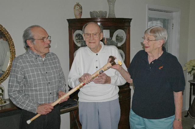Marine Sgt George K Peters. Cane carved by Joy Bauer of HVWC.