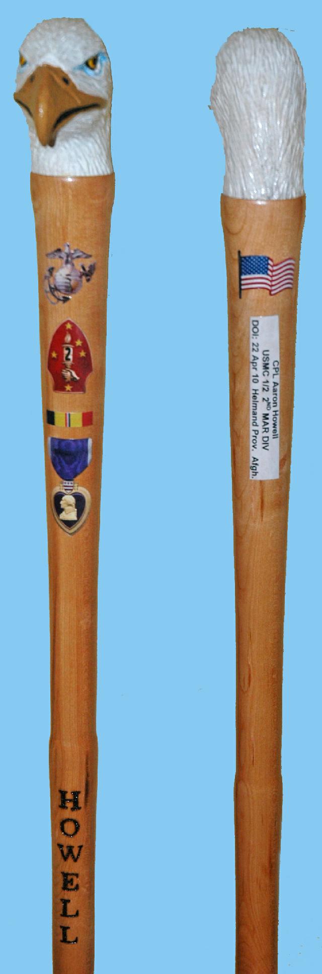 Cane carved Joe Gleeson of HVWC.