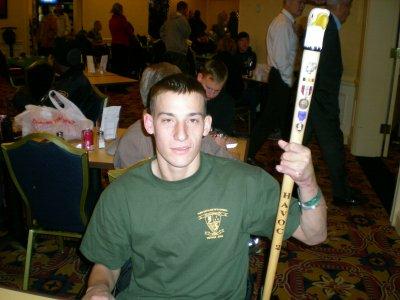 Marine 1st LT James Byler. Cane carved by Bill Lacey of MHWCG.