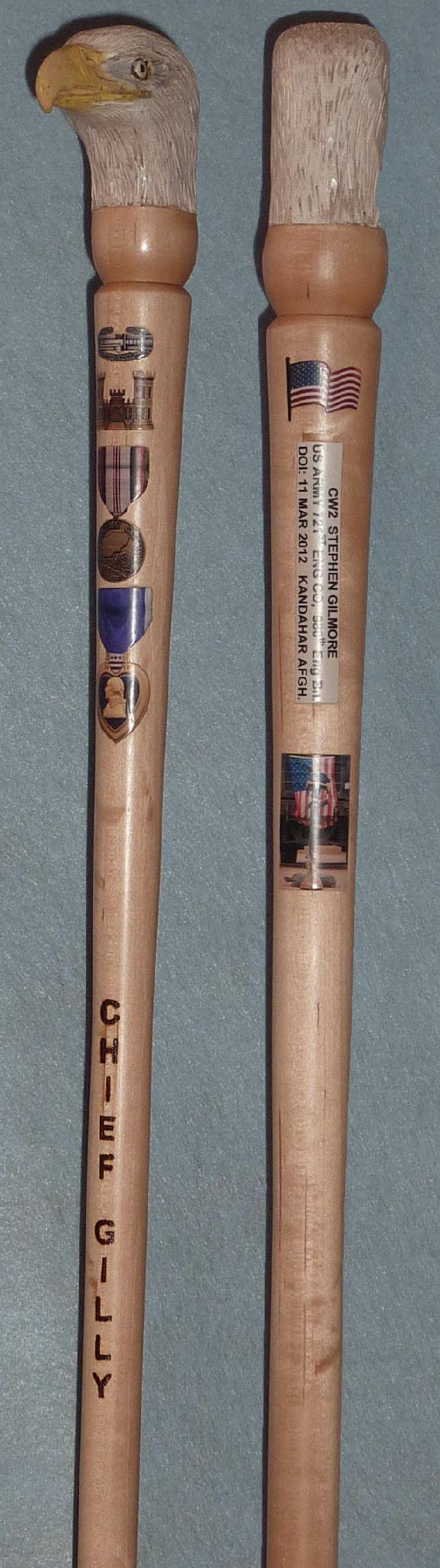 Cane carved by Bill Johnson of MVA&WA.