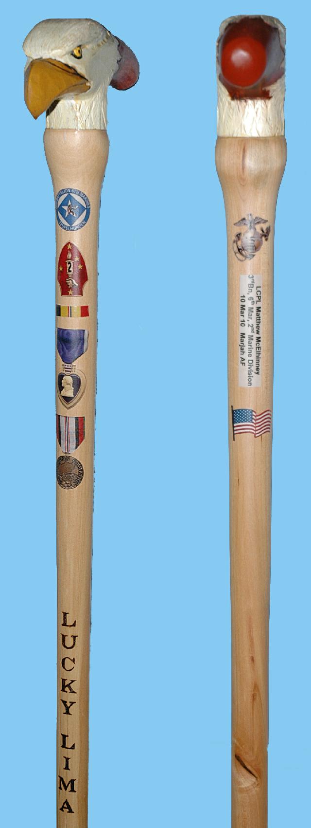 Cane carved by Tony Komon of MVA&WA.