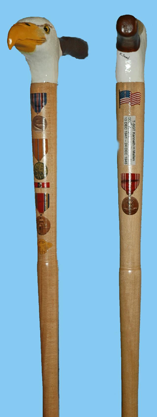 Cane carved by Eric Sund of HVWC.