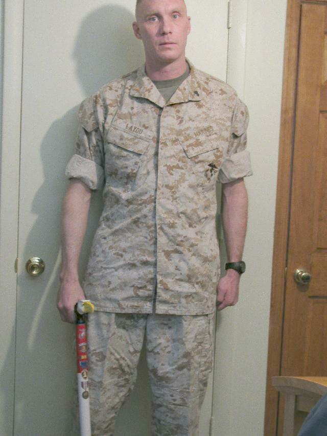 Marine CWO Thomas Layou. Cane carved by Jim Mullen of HVWC.